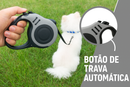 Coleira Guia Retrátil 3/5 Metros Pet para Cães e Gatos Resistente com Trava até 11kg